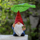 Garden Gnome Statue Decoration with Leaf Umbrella, 7.5” Figurine Ornament for Indoor Outdoor Home Patio Yard Lawn, for Gnome Lovers & Garden Enthusiasts，Mom，Women by CozyNest Decor