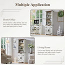 RedLemon Bookshelf with Storage Cabinet, 72" Tall Farmhouse Bookcase with Adjustable Shelves and Barn Door, 4 Tier Office Wood Bookshelf with Drawer for Office Library Living Room (Antuique White) by CozyNest Decor