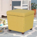 Adeco Square Storage Ottoman with Hinged Lid, Modern Accent Bench Footrest Stool, Coffee Table for Living Room Bedroom,Yellow Large by CozyNest Decor