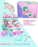 4-Pejiijar Rainbow Unicorn Kids Roller Skates for Girls Toddler Ages 2-4 5-8 8-12,Adjustable Roller Shoes with Luminous Wheels for Birthday Xmas Gifts by TinyTreasures Baby Boutique