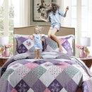 NEWLAKE Quilt Bedspread Sets-Floral Checkered Pattern Reversible Coverlet Set,Queen Size by CozyNest Decor