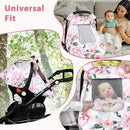 Pea Pod Car Seat Cover for Baby Girls, Floral Infant Car Seat Canopy Cover for Newborn, with 2 Layers Windows of Breathable Mesh/Fabric, 3D Minky Dot Backing, Ultra Soft & Comfortable by TinyTreasures Baby Boutique