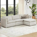 CHITA Sectional Modular Down Filled L Shape Sofa, Comfty L Shape Cloud Couch,FSC Certified L Shaped Couch for Living Room, 114 inch Width,4 Seat with Storage Ottoman, Snow by CozyNest Decor
