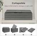 Medium 15" 21 Quart Collapsible Stackable Storage Bins with Lids, 1 Pack Gray Foldable Fabric Closet Storage Boxes with Lids, 4 Handles Heavy-duty Linen Cube Baskets for Bedroom by CozyNest Decor
