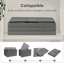 Medium 15" 21 Quart Collapsible Stackable Storage Bins with Lids, 1 Pack Gray Foldable Fabric Closet Storage Boxes with Lids, 4 Handles Heavy-duty Linen Cube Baskets for Bedroom by TinyTreasures Baby Boutique