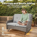 8 Piece Outdoor Patio Furniture Set - 41" CSA Propane Fire Pit Table Patio Conversation Set with Swivel Rocker Outdoor Chairs, Wicker loveseat and Ottoman for Outside Casual Gathering by GreenHaven Gardens