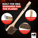 Natural Grill Brush Non Metal Bristles - Durable Non Metal Grill Brush Outdoor Grills Wooden Handle BBQ Cleaning Non-Wire High Temp Cleaner for Cast Iron Grates Safer Scrubber Tools by GRILLBADGER by GreenHaven Gardens