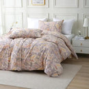 ABREEZE Paisley Bedding Sets 3Pcs Brushed Cotton Duvet Cover Set King Size Rustic Damask Gold Floral Comforter Cover with Zipper Closure Boho Bedding Collections by CozyNest Decor