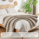 Chunky Knit Blanket Throw, 100% Hand Knit Throw Blanket Handmade Chenille Cable Knit Throw for Couch, Stylish Cozy Soft Rope Knot Crochet Blanket for Home Decor, Beige Linen, 50x60 Inches by CozyNest Decor