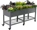 Rolling Elevated Raised Garden Bed-V Series, 2' x 6' Garden Beds with Legs & Storage Rack for Patio & Porch, 1000 Lbs Weight Capacity, Outdoor Planter Box for Vegetables Flower Herbs, Modern Gray by GreenHaven Gardens