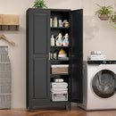 75" Kitchen Pantry Cabinet, Black Metal Storage Cabinets with 2 Doors and 4 Adjustable Shelves, Tall Pantry Storage Cabinet for Kitchen, Dining Room, Living Room by CozyNest Decor