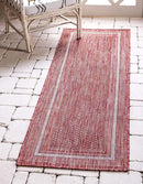 Unique Loom Outdoor Border Collection Area Rug - Soft Border (2' x 6' 1" Runner, Rust Red/ Ivory) by GreenHaven Gardens