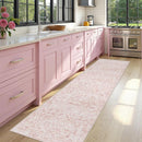Pink 3x10 Runner Rug for Hallways Bed Side Kitchen, Boho Washable Distressed Low-Pile Floor Entryway Long Bathroom Mat, Non-Slip Laundry Room Washstand Front Carpet Green 36x84 Inch by TinyTreasures Baby Boutique