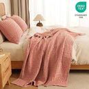 PHF 100% Cotton Waffle Weave Throw Blanket, Soft Lightweight Breathable Cozy Summer Throws for Couch Bed Sofa, Luxury Aesthetic Woven Blanket for Home Decor & Office, 50"x60", Canyon Clay by CozyNest Decor