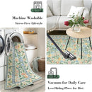 Wonnitar Machine Washable 5x7 Area Rug, Boho Floral Rugs for Living Room Non-Slip, Soft Pink and Green Flower Ultra-Thin Non Shedding Carpet for Bedroom Dining Room Nursery by TinyTreasures Baby Boutique