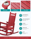 SERWALL Oversized Rocking Chair, Outdoor Rocking Chair Set for Adults, All Weather Resistant Porch Rocker for Lawn Garden, Red by GreenHaven Gardens