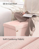 SONGMICS MAZIE Collection - Storage Ottoman Bench, Foldable Foot Rest, 15 x 43 x 15 Inches, End of Bed Bench, Storage Chest, Load 660 lb, Living Room, Bedroom, Entryway, Jelly Pink ULSF604R01 by CozyNest Decor