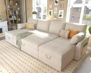 VanAcc Sleeper Sofa, 110 inch Oversize - 2 in 1 Pull Out Bed, Sectional Sleeper Sofa with Double Storage Chaise for Living Room, Beige Chenille Couch by CozyNest Decor