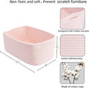 Small Woven Storage Baskets 12“X8”X5“ Decorative Rope Bins for Organizing Shelves, Closets, and Toys, Empty Gift Baskets, Cute Organizer Basket for Home and Office (pink, regular) by CozyNest Decor