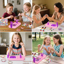 Friendship Bracelet Making Kit, Arts and Crafts Loom Bracelet Maker for Kids, Jewelry String Making supplies with 3 Thread Styles & 6 Bead Types, Christmas Birthday Gifts for Girls Ages 6 7 8 9 10+ by TinyTreasures Baby Boutique