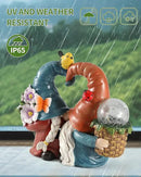 iStatue Solar-Powered 8.3'' Spring Summer Kissing Gnomes Decorations for Home & Garden - Decorative Outdoor Lawn Ornaments and Statues Clearance (Loved Gnomes) by GreenHaven Gardens