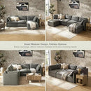 mopio Oversized Modular Sectional Sofa with Fully Removable Covers and Storage, Convertible U, L-Shaped and Sleeper Sectional, Modern Couches with Ottoman Chaise (Stone Gray Fabric, 4 Seats, L) by CozyNest Decor