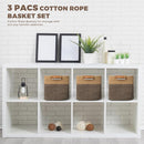 danpinera 3-Pack Cotton Rope Baskets for Storage, 11"x11" Cube Storage Cubes Store Toys, Towel, Snack, Storage Bins with Reinforced Stitching & Practical Handles, Black & Brown by TinyTreasures Baby Boutique