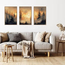 HLNIUC Golden Sunshine Forest Framed Canvas Wall Art,Foggy Forest Pine Tree Wall Decor,Large Sunset Landscape Art Print,Natural Misty Mountain Forest Wall Painting for Living Room,Bedroom - 16”x24”x3 by CozyNest Decor