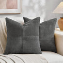 Fancy Homi 2 Packs Dark Gray Samll Decorative Throw Pillow Covers 14x14 Inch with for Couch Bed Sofa, Rustic Farmhouse Boho Home Decor, Soft Corss Patchwork Corduroy Square Cushion Case 35x35 cm by CozyNest Decor