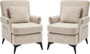 KCC Mid-Century Accent Chairs Set of 2,Chenille Modern Upholstered Single Sofa,Cozy Armchair with Back for Bedroom/Office/Cafe,Begie by CozyNest Decor