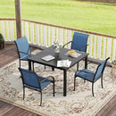 VICLLAX Patio Dining Set for 4, Outdoor Furniture Set Includes 40.2" Square Patio Table and 4 Stackable Patio Sling Chairs, Patio Table and Chairs for Outsides, Black Table and Blue Chairs by GreenHaven Gardens
