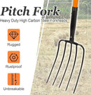 5 Tine Pitchfork for Gardening, Heavy Duty Pitchfork with Fiberglass Handle, Garden Fork for Mulching, 58 Inches by GreenHaven Gardens