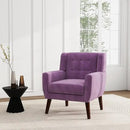 UIXE Accent Chair Modern Upholstered Armchair, Mid Century Club Arm Chairs Comfy Single Sofa Living Room Button Tufted Reading Seat Bedroom Side Seating, Velvet-Purple by CozyNest Decor