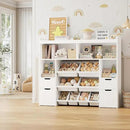 HORSTORS 55" W Toy Storage Organizer with Drawers, Large Kids Toy Storage Box with Removable Bins, Tall Kids Bookshelf and Bookcase for Boys and Girls, Modern Toy Chest for Playroom, Classroom, White by CozyNest Decor