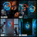 Eufrozy Halloween Neon Sign for Boys Room, Cool Skull Led Signs Kids Bedroom Decor, 6 Dimmable USB Powered Led Lights for Teenage Gamer Wall Decor Man Cave Gifts Blue Skeleton Decorations by CozyNest Decor