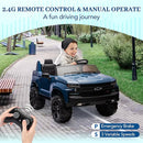 Hetoy 24V 2-Seater Truck Licensed Chevrolet Silverado Ride On Car Toy w/Parent Remote Control,4xSpring Suspension, 3 Speeds, Wireless Music, MP3 Player, Electric Vehicle Car for Kids, Blue by TinyTreasures Baby Boutique