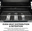 Kenmore 4-Burner Gas Grill with Side Burner, Outdoor BBQ Grill, Propane Gas Grill, Cast Iron Cooking Grates, Electronic Ignition, Warming Rack, Open Cart Design, 53000 BTUs, Stainless Steel and Black by GreenHaven Gardens