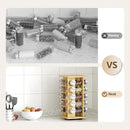 WelFurGeer Bamboo Spice Rack Organizer for Countertop, Revolving Spice Shelf with 20 Glass Jars, Lids & Labels, Desktop Rotating Seasoning Organizer for Kitchens, Space-Saving Design by CozyNest Decor
