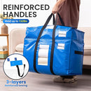 TAILI 2 Tier Extra Large Moving Bags, 4 Pack Blue Heavy Duty Totes For Storage with Visible Window, Wrap Around Handles, Storage Bags for Space Saving, Alternative to Moving Boxes by TinyTreasures Baby Boutique