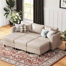 91.5" Luxury Modular Sleeper Sofa Bed with Storage Seat, 6 Seat Sectional Couch Deep Seat with Reversible Chaises & Removable Cover for Living Room - Faux Leather Whitesand by CozyNest Decor