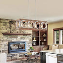 XINGQI Farmhouse Dining Room Chandeliers, Rectangle Vintage Hanging Lighting Fixtures, 4-Light Kitchen Island Lighting, Rustic Metal Chandelier Pendant Light, Antique Wood Grain XY082 by CozyNest Decor