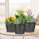 Quarut 4 Pack 8 Inch Flower Pots for Outdoor Indoor, Plastic Plant Pots with Drainage Hole & Saucer, Lightweight Small Flower Pot, Circle Pattern Planters for Garden House planters（Black Copper） by CozyNest Decor