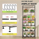Plant Stand Indoor Outdoor Heavy Duty Metal - 68.4" Tall 4-Tier Shelf for Multiple Plants, Flowers, Rustproof Black Storage Rack for Patio, Balcony, Living Room, Garden, Includes Hooks&Adjustable Feet by GreenHaven Gardens