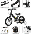 Balance Bike 2 in 1,The Dual Use of a Kids Balance Bike and Toddler Bike, for 2 3 4 5 6 7 Years Old -12 14 16 Inches with Training Theory, Brake, Pedal by TinyTreasures Baby Boutique