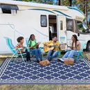 GAOMON Outdoor Rugs Patio Camping Waterproof Rug 6'x9' Plastic Straw Patio Rug Portable for Campers, Outside RVs Mat for Patios Clearance, Backyard Porch, Balcony, Navy/White(Geometric) by CozyNest Decor