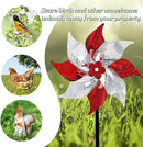 Hausse 10 Pack Reflective Pinwheels, Extra Sparkly Wind Sculptures for Garden Christmas Holiday Winter Decor, Bird Devices Deterrent to Scare Birds Away from Yard Patio Farm, Red & Silver by CozyNest Decor