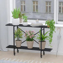 Zhongma 2 Tier Metal Sturdy Narrow Plant Stand with Wheels, Plant Stand Indoor and Outdoor, L45.67 x W10.3 x H29.9 inch, 440 LBS Capacity & Heavy Duty Construction. by GreenHaven Gardens