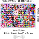 1000PCS Polymer Clay Beads Bracelet Making kit, 24 Style Cute Fun Beads Fruit Flower Animal Cake Butterfly Heart Beads Charms for Jewelry Necklace Earring Making DIY Accessories for Women Girls by TinyTreasures Baby Boutique