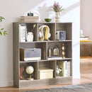 LEYAOYAO 8 Cube Bookshelf with Base,3 Tier Mid-Century Modern Grey Bookcase,Standing Wide Bookshelves Storage Organizer Shelf,Rustic Wood Display Cabinet Book Shelves for Bedroom,Living Room,Office by CozyNest Decor