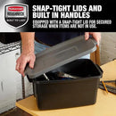 Rubbermaid Roughneck Tote 3 Gal, 6 Pack, Made in USA, Black & Gray, Rugged Plastic Stackable Storage Bins with Lids and Handles by CozyNest Decor